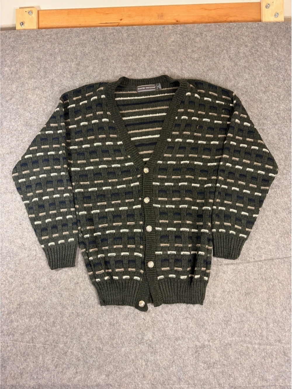 Vintage David Taylor striped knit cardigan Mens Size Medium